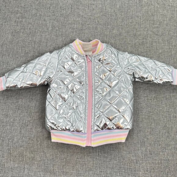 New! First impressions Silver Metallic Jacket‎ Girls/ Baby 0-3 Months $44 - Picture 1 of 12